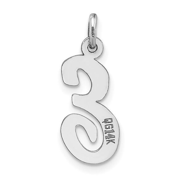 14k White Gold, Madison Collection, Medium Script Initial E Pendant - Picture 3 of 5